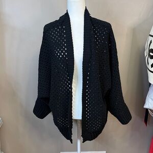Eesome Black Open-Knit Cardigan